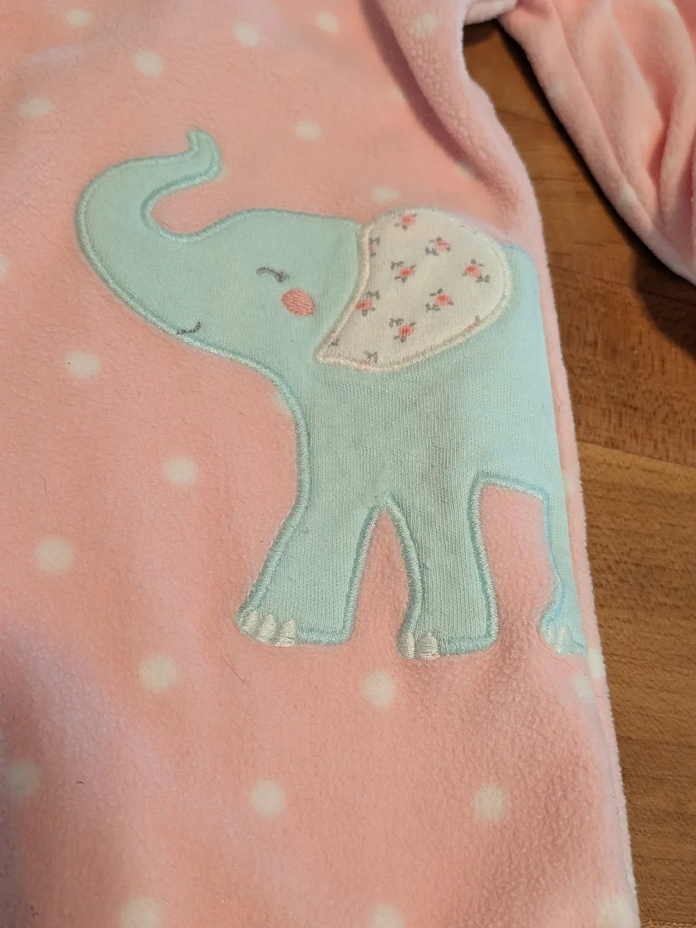 Carter's Peach Polka Dot Sleep Sack with Mint Elephant Applique